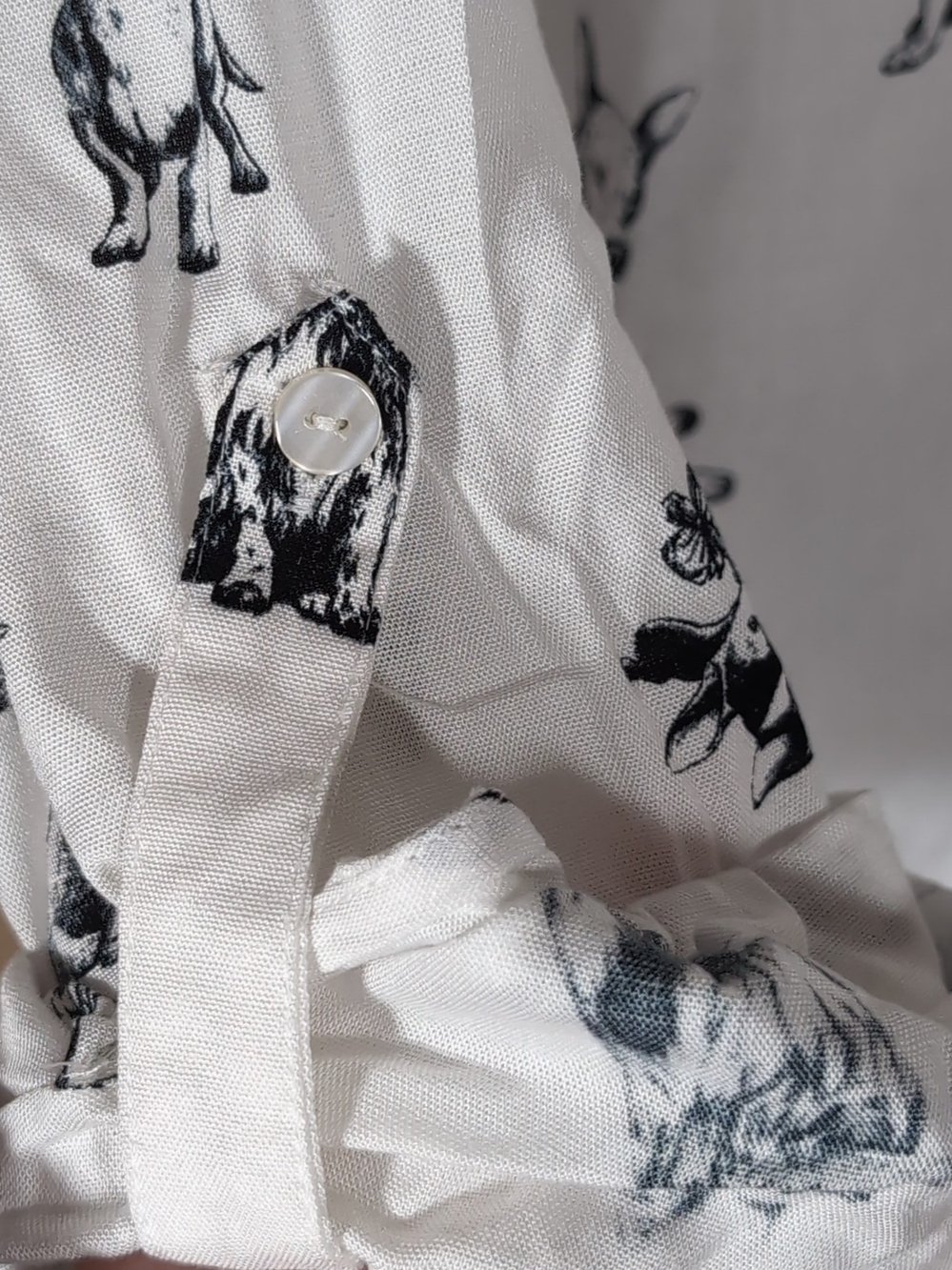 Jane + Delancey Dogs Shirt Blouse Size 2X Button Down Hi Low White Black - Picture 5 of 9